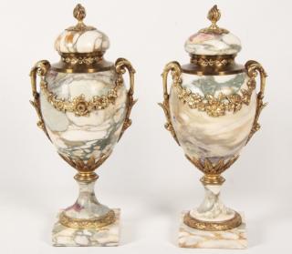 Appraisal: PAIR OF FRENCH GILT BRONZE MOUNTED MARBLE COUPS PAIR OF