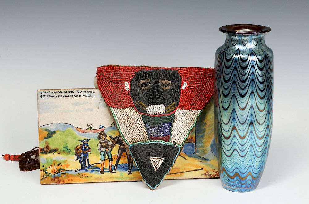 Appraisal: UNRELATED DECORATIVE ITEMS AFRICAN ART GLASS ET To finalize an