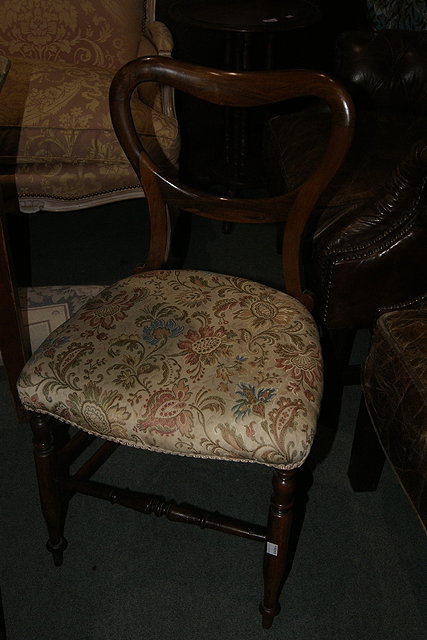 Appraisal: Set of four Victorian rosewood balloon back dining chairswith upholstered