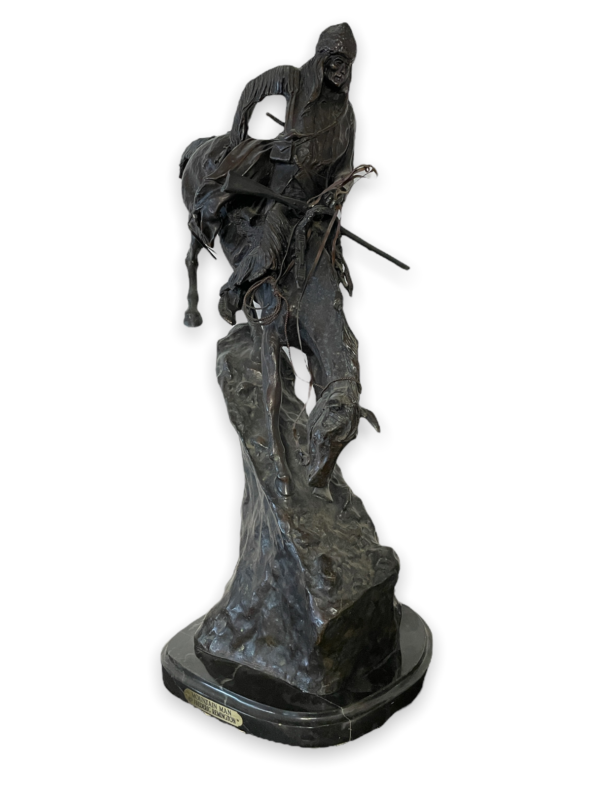 Appraisal: LARGE MOUNTAIN MAN BRONZE AFTER FREDERIC REMINGTON Approximately '' in