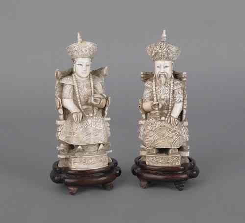 Appraisal: Two Chinese carved ivory figures th c h