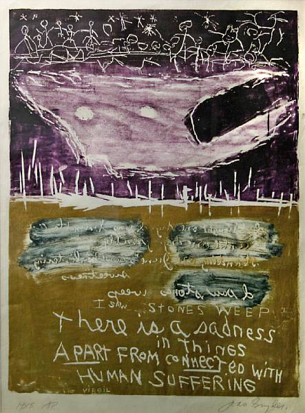 Appraisal: Joan Snyder American born I Saw Stones Weep Color woodcut