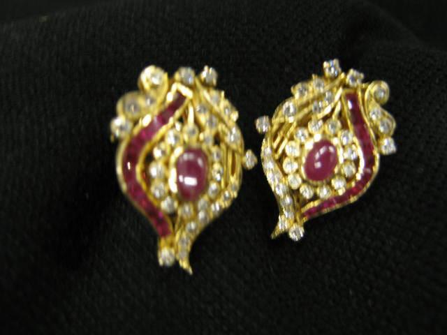 Appraisal: Ruby and Diamond Earrings totaling carats in k yellow gold