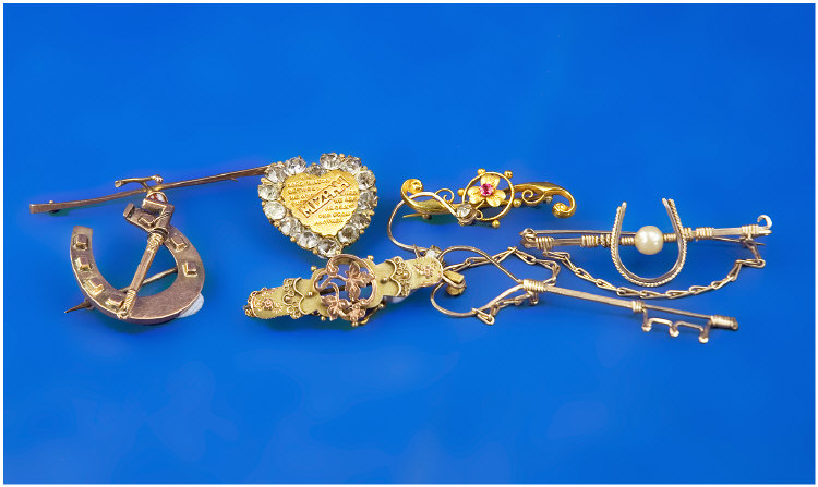 Appraisal: Collection of ct Gold and Gold Coloured Brooches of which