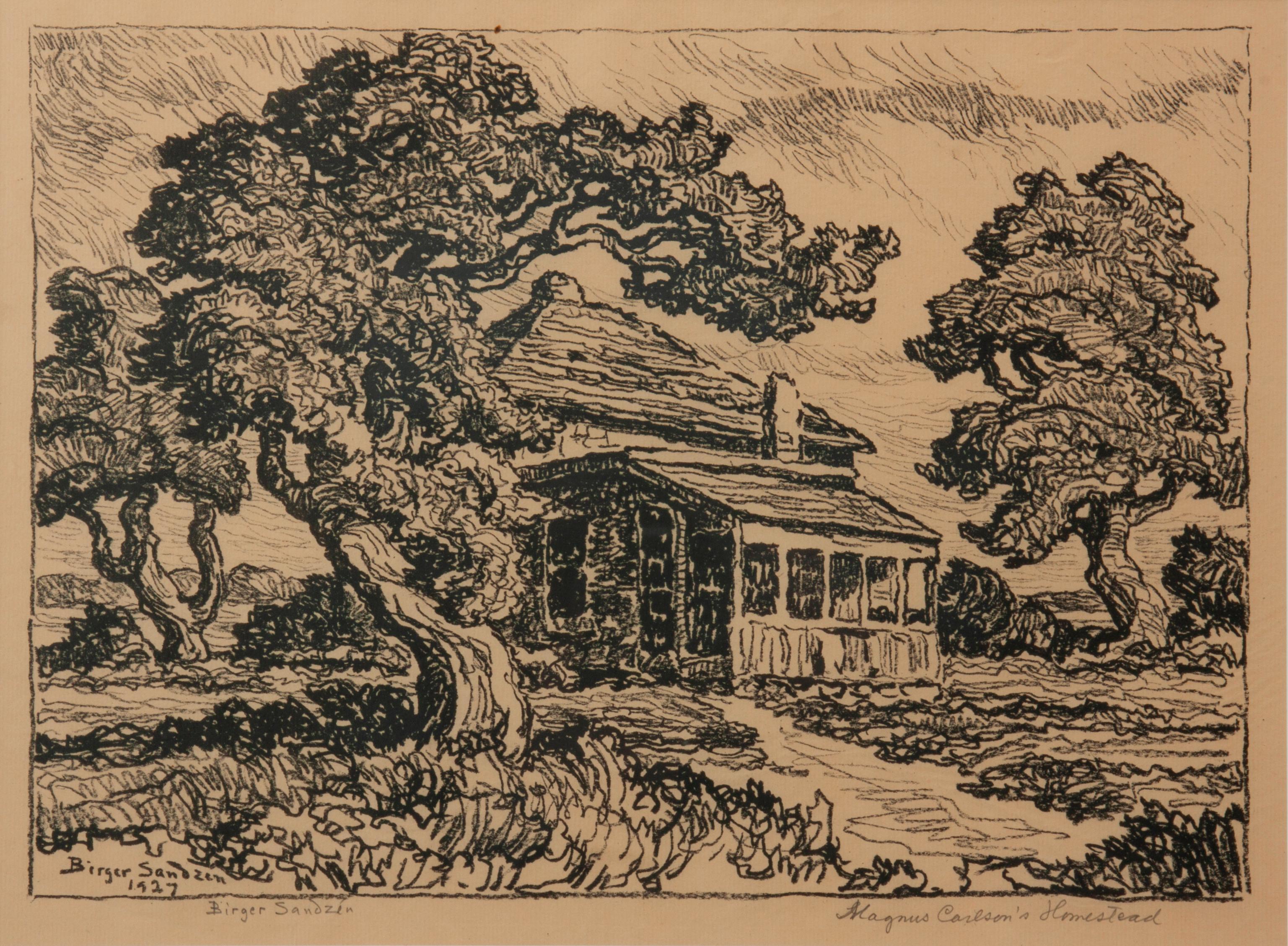 Appraisal: BIRGER SANDZEN 'MAGNUS CARLSON'S HOMESTEAD' LITHOGRAPH Birger Sandzen Swedish-American -