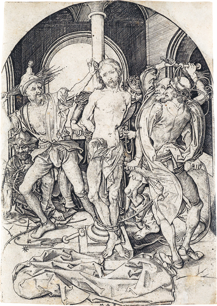 Appraisal: MARTIN SCHONGAUER The Flagellation Engraving circa x mm x inches