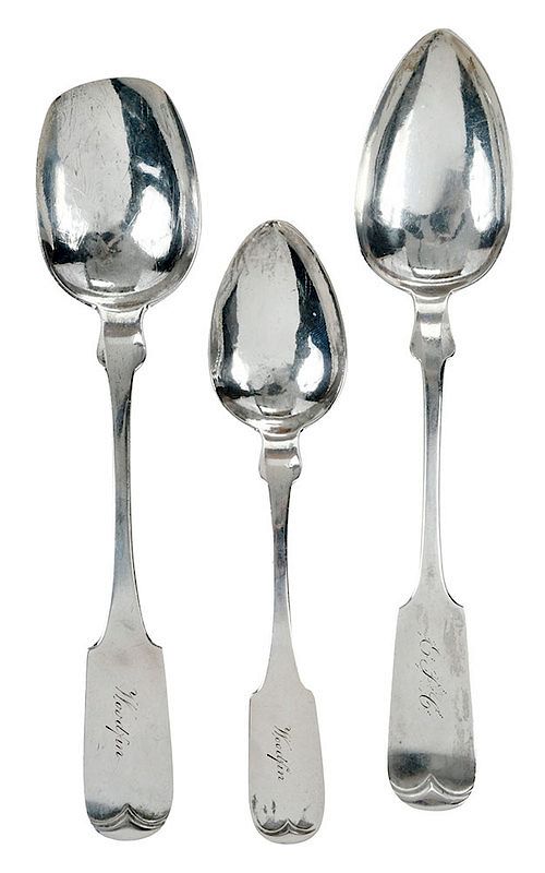 Appraisal: Three Leinbach Coin Silver Spoons North Carolina mid th century