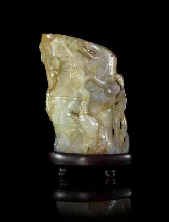 Appraisal: An Agate Brush Holder of cream color stone having natural