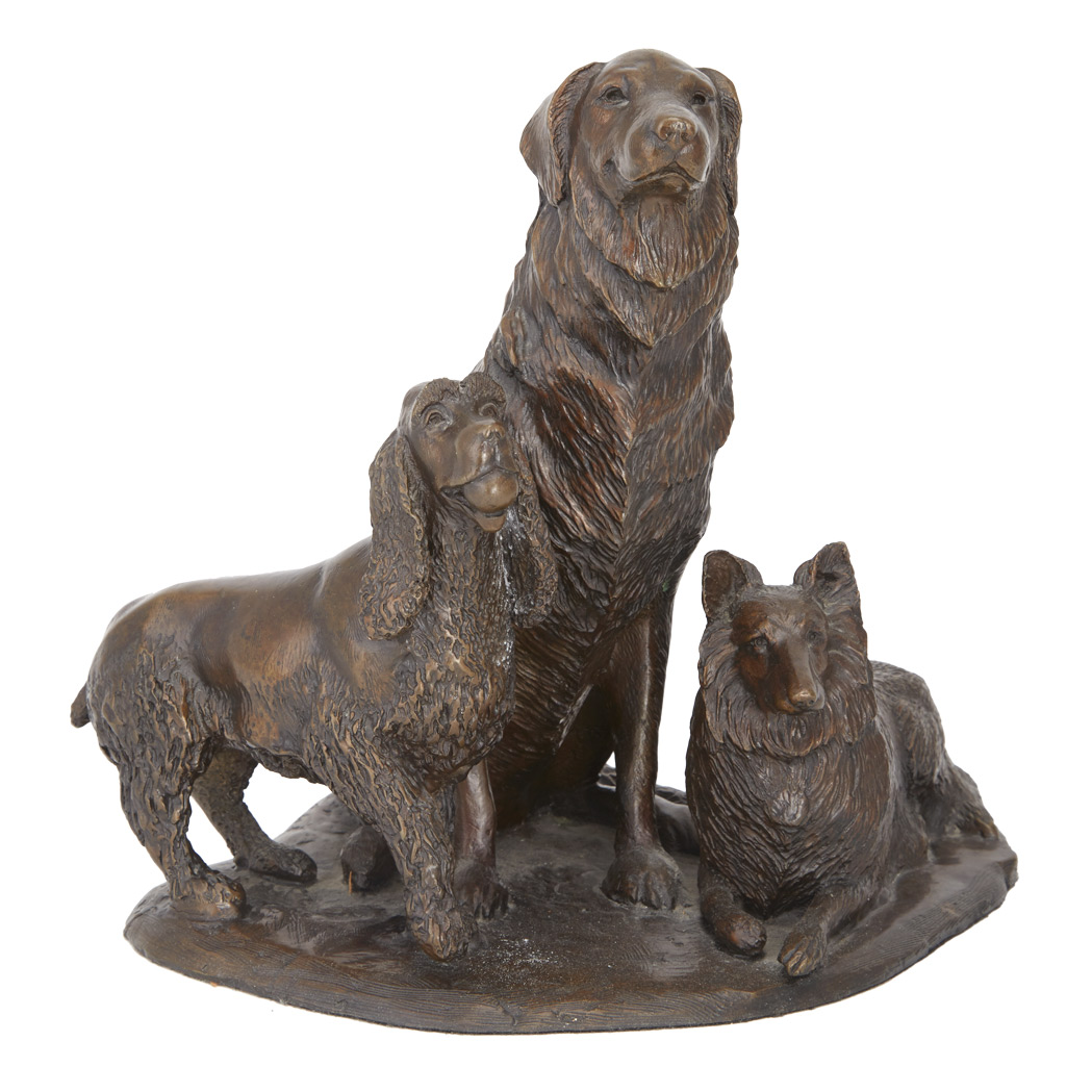 Appraisal: Bronze Figure of Three Dogs Signed J M Tripp and