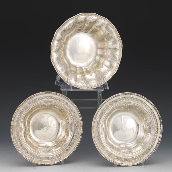 Appraisal: THREE STERLING SILVER FRANK M WHITING CO BOWLS Two bowls