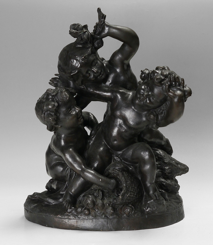 Appraisal: PEYRE Raphael-Charles French - Allegory of Summer Frolicking Putti Bronze