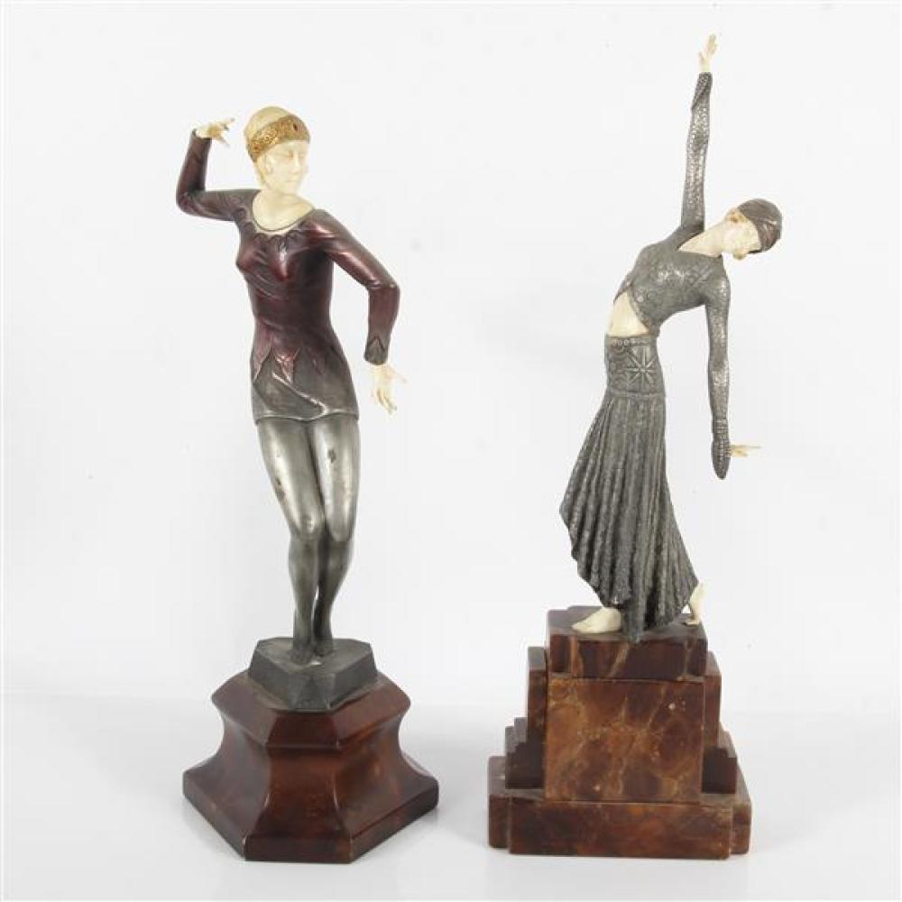 Appraisal: TWO ART DECO LADY DANCER SCULPTURES IN THE MANNER OF