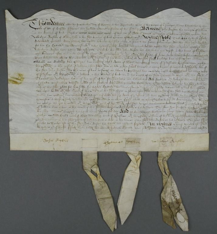 Appraisal: Indenture dated one of the parties' being John Austen of