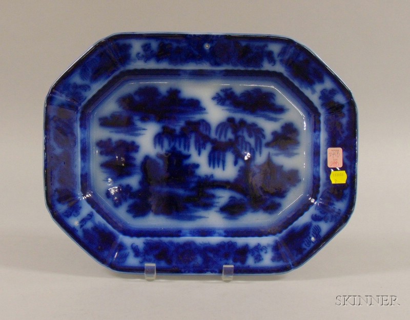 Appraisal: Podmore Walker Co Flow Blue Manila Pattern Ironstone Platter lg