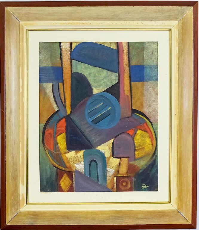 Appraisal: Pedro Alvarez Abstract Composition Painting SIGNED Pedro Alvarez - Cuban