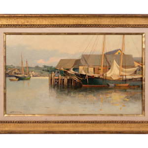 Appraisal: John B Foster American - Gloucester Harbor oil on canvas