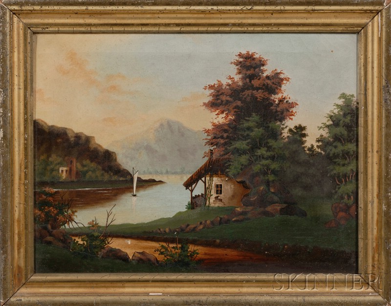 Appraisal: th Century American School Oil on Canvas Hudson River View