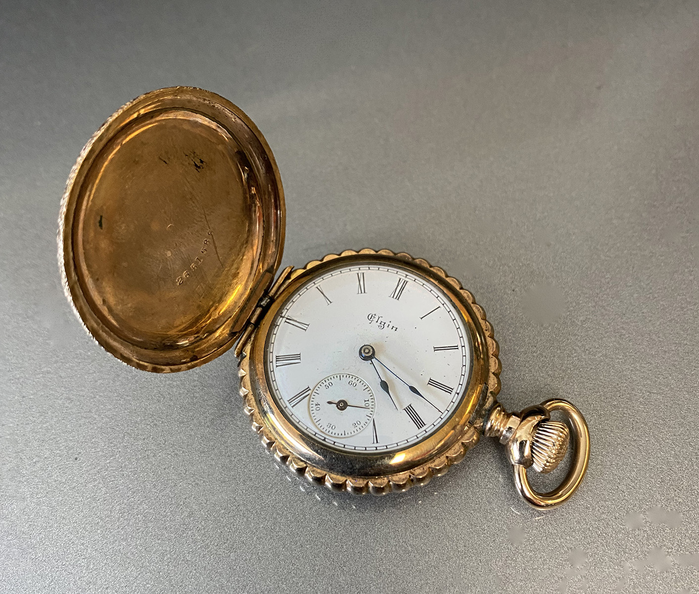 Appraisal: ORNATE ELGIN GOLD FILLED POCKET WATCH SIZE S Model Gilded