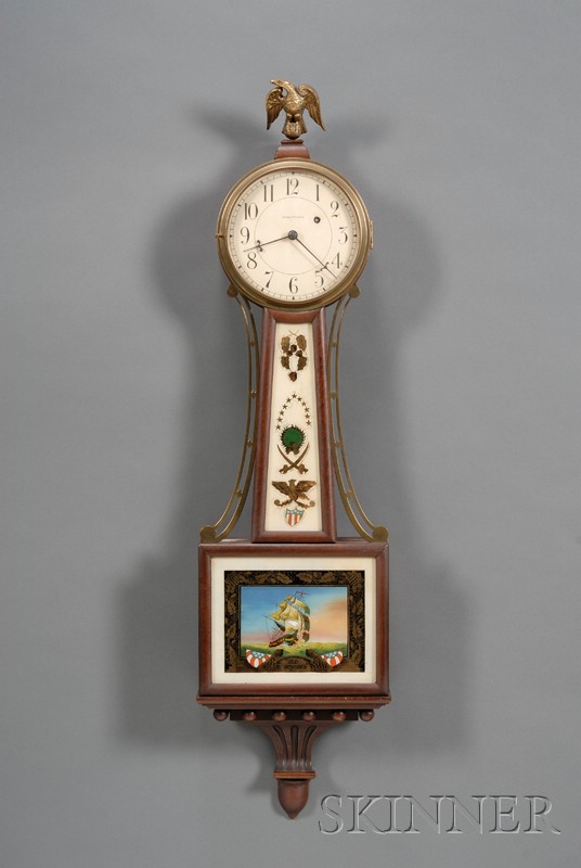 Appraisal: Mahogany Patent Timepiece or Banjo Clock by Waltham Watch Company