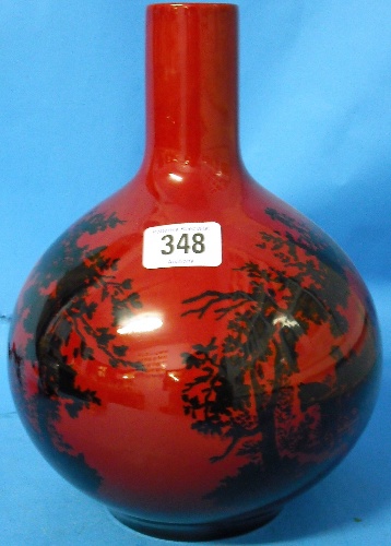 Appraisal: Royal Doulton Flambe Woodcut Vase