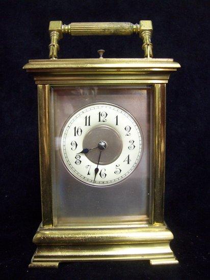 Appraisal: A late th Century gilt brass carriage clock with cream