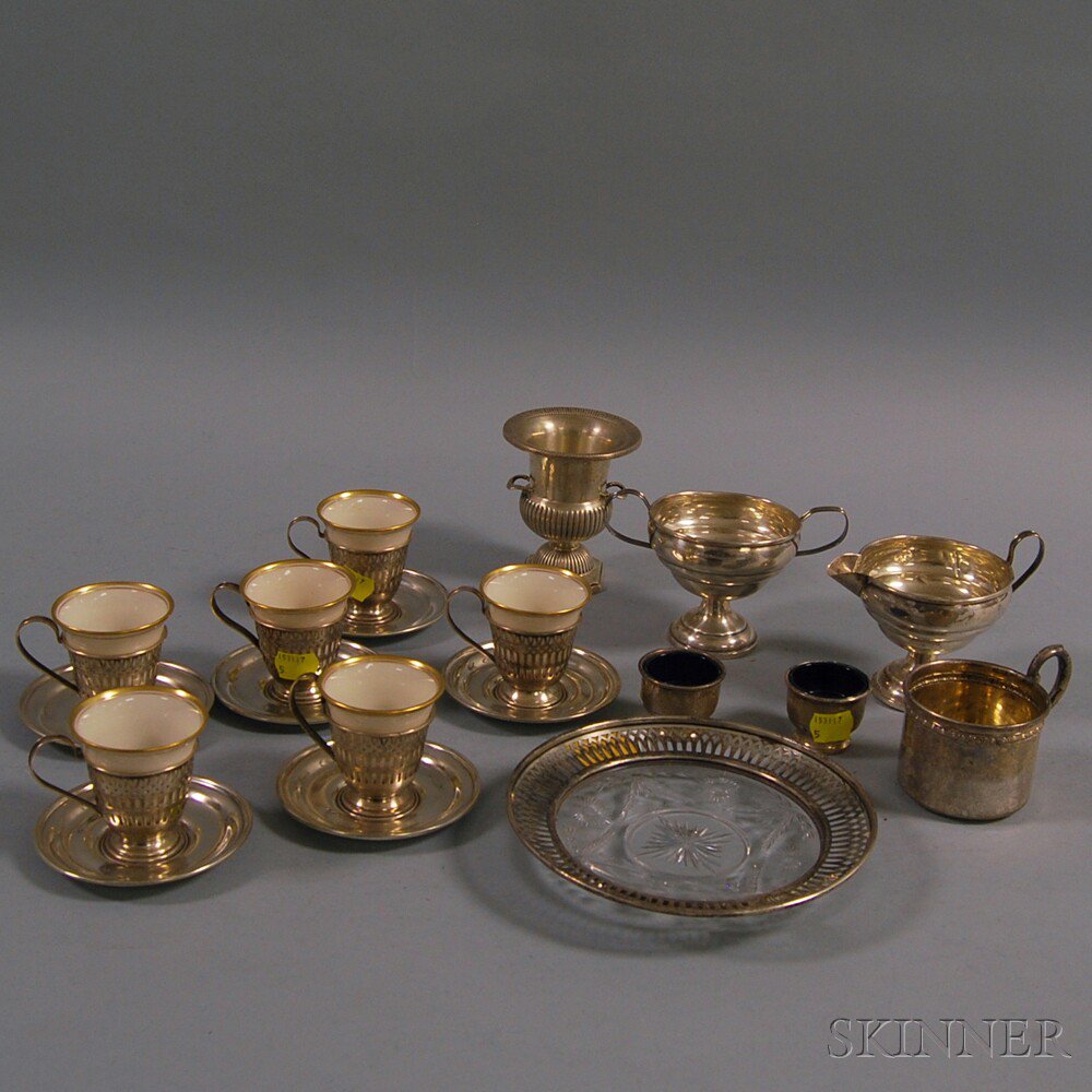 Appraisal: Group of Small Sterling Silver Items a weighted creamer and