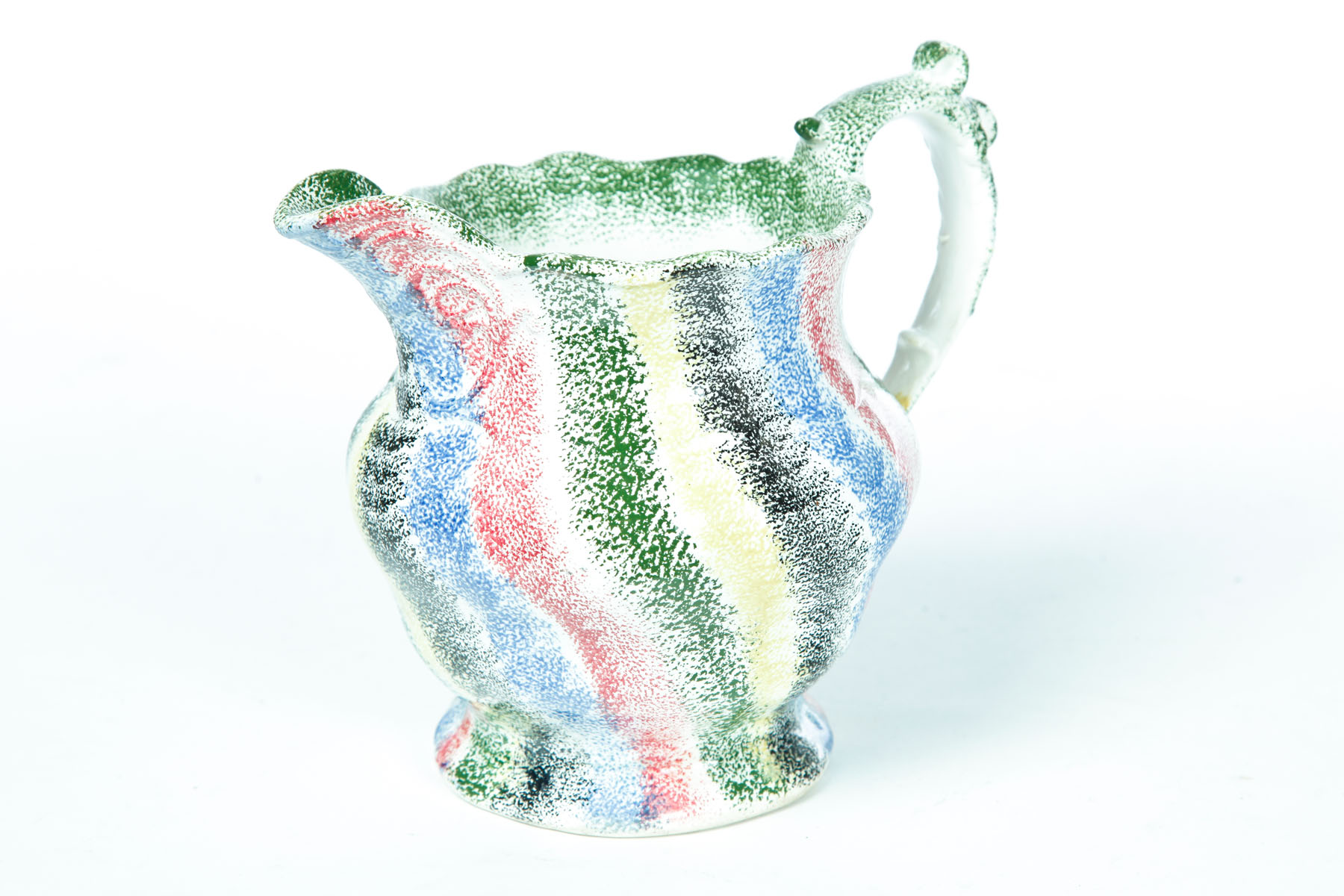 Appraisal: RAINBOW SPATTER PITCHER England nd quarter- th century Five color