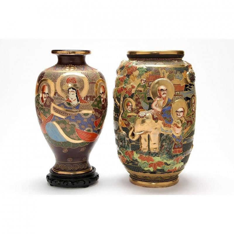 Appraisal: Two Large Satsuma Vases th century each with gilt decoration