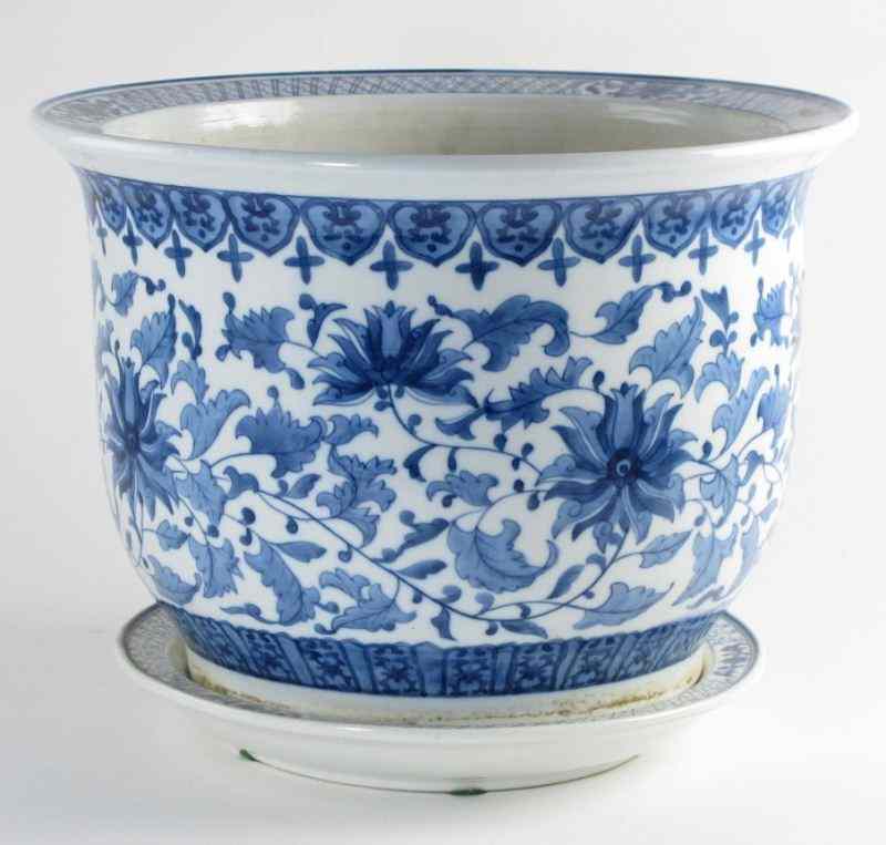 Appraisal: Antique Chinese Planterblue and white painted decoration to white porcelain