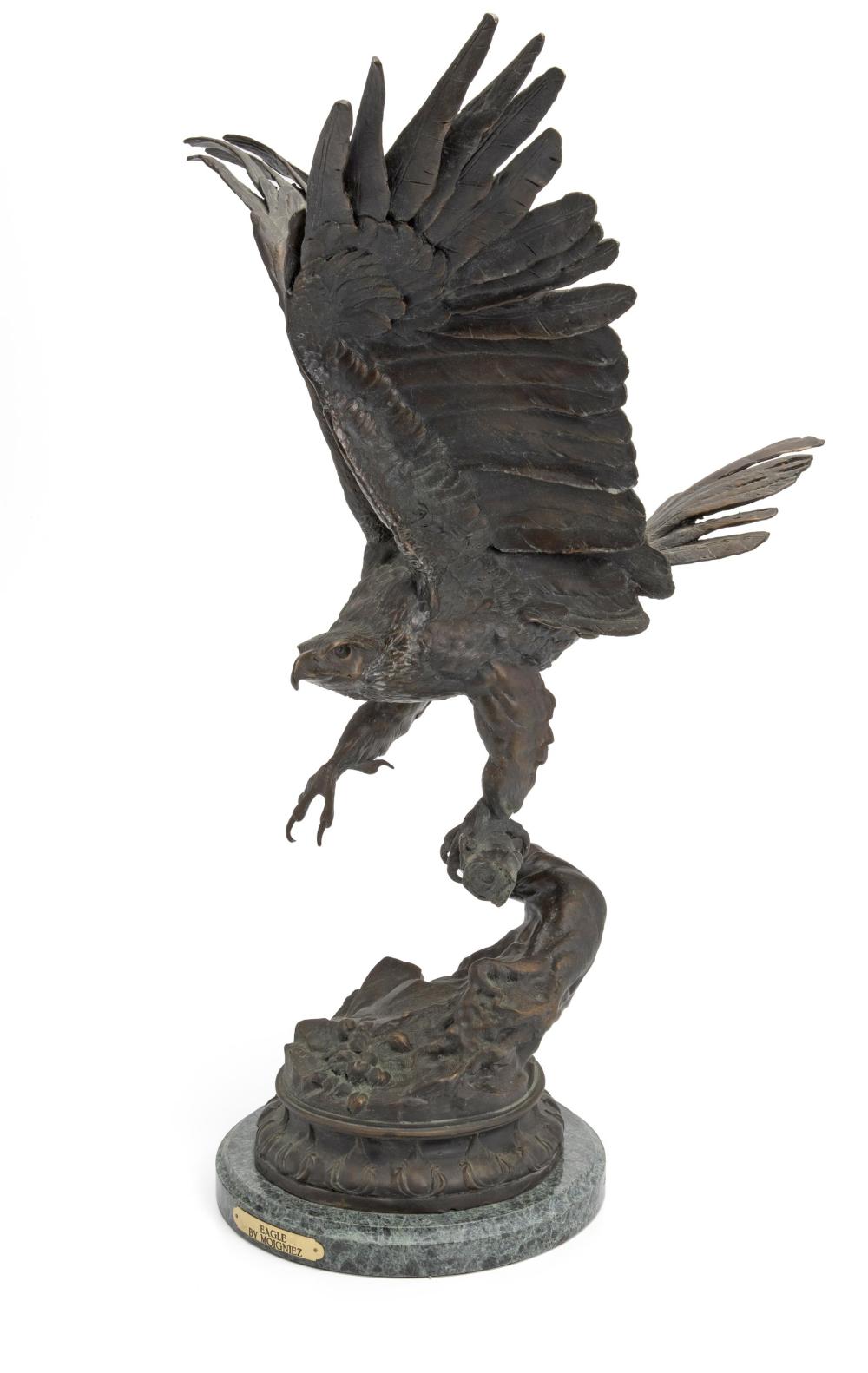 Appraisal: Jules Moigniez - French Eagle Bronze on marble base Signed