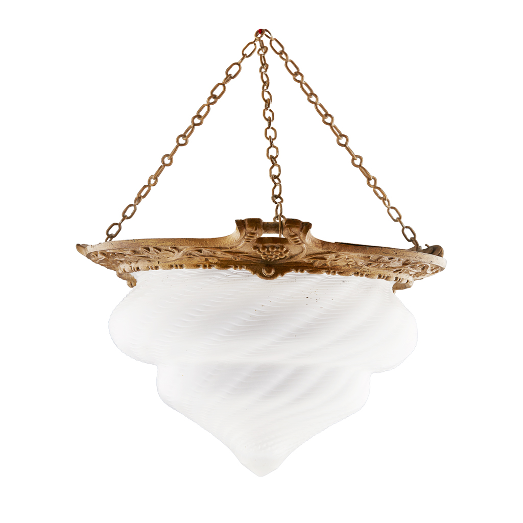 Appraisal: JAMES POWELL SONS FROSTED GLASS PENDANT LIGHT SHADE CIRCA the