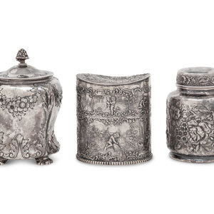 Appraisal: Three Silver Tea Caddies comprising an example by Theodore B