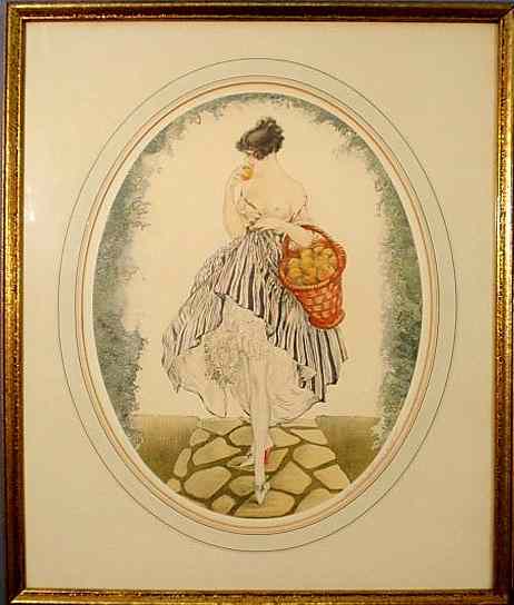 Appraisal: Icart Louis French - etching titled Panier de Pommes of