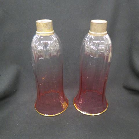 Appraisal: Art Glass Shades hurricane shape cranberry to clear