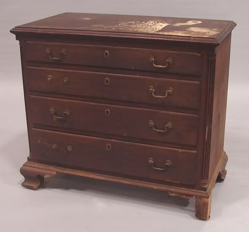 Appraisal: Mahogany with four lipped graduated drawers flanked by quarter columns