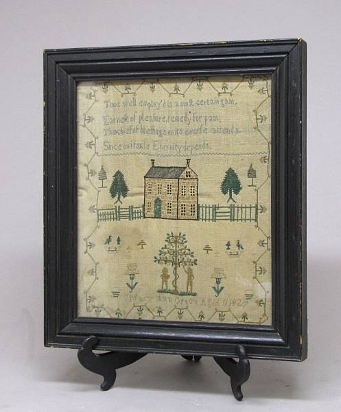 Appraisal: A verse and pictorial sampler Mary Ann Orton dated The