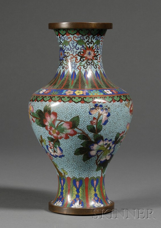 Appraisal: Cloisonne Vase China early th century upper register decorated with