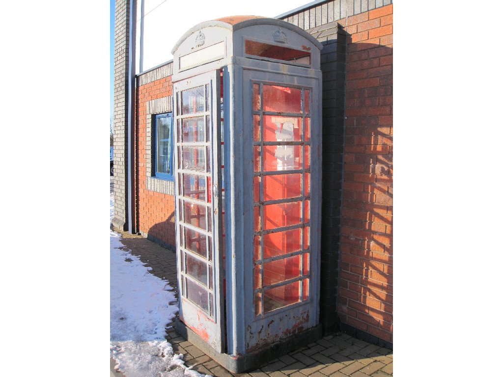 Appraisal: A K Telephone Box partly painted in grey with wooden