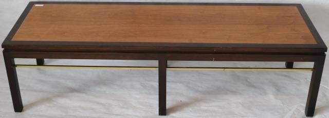 Appraisal: DUNBAR MID-CENTURY COFFEE TABLE WALNUT WITHEBONY FINISH AND BRASS TRIM