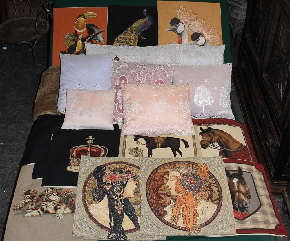 Appraisal: LARGE ASSORTMENT OF SOFT FURNISHINGS CUSHIONS SOME LACKING INSERTS includes