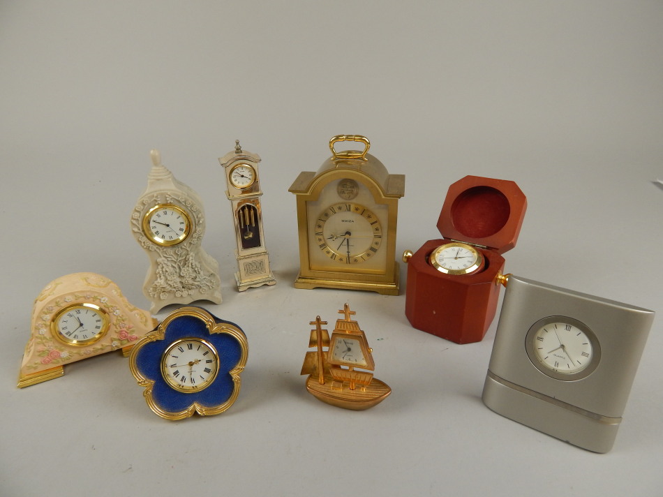 Appraisal: Various miniature travel clocks etc to include longcase cm high