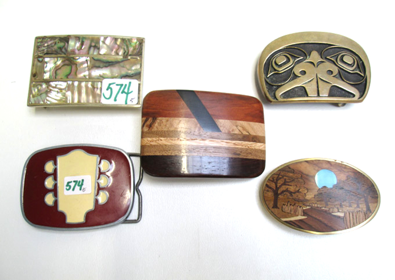 Appraisal: COLLECTION OF FIVE BELT BUCKLES several made by northwest native