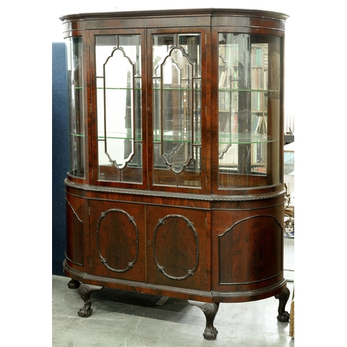 Appraisal: A bow ended mahogany china cabinet c with mirror back