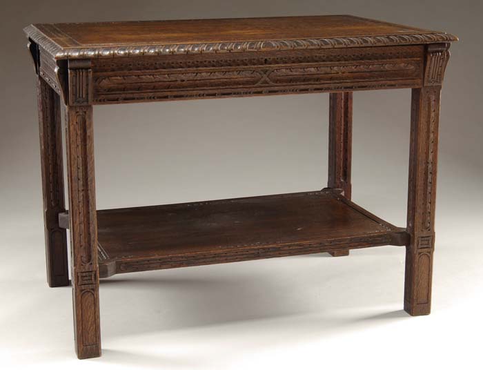 Appraisal: OUTSTANDING CARVED ARTS CRAFTS STYLE ONE DRAWER OAK TABLE BY