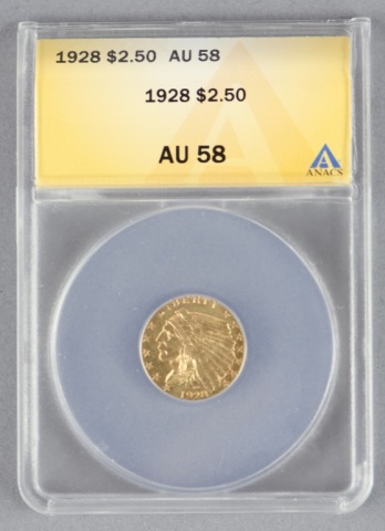 Appraisal: Indian Gold CoinCertified and graded AU by ANACS Nice coin