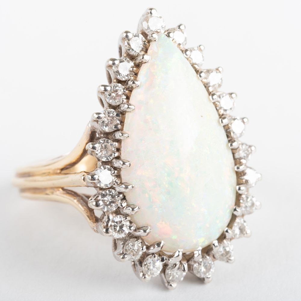 Appraisal: k Yellow and White Gold Diamond and Opal Ring k