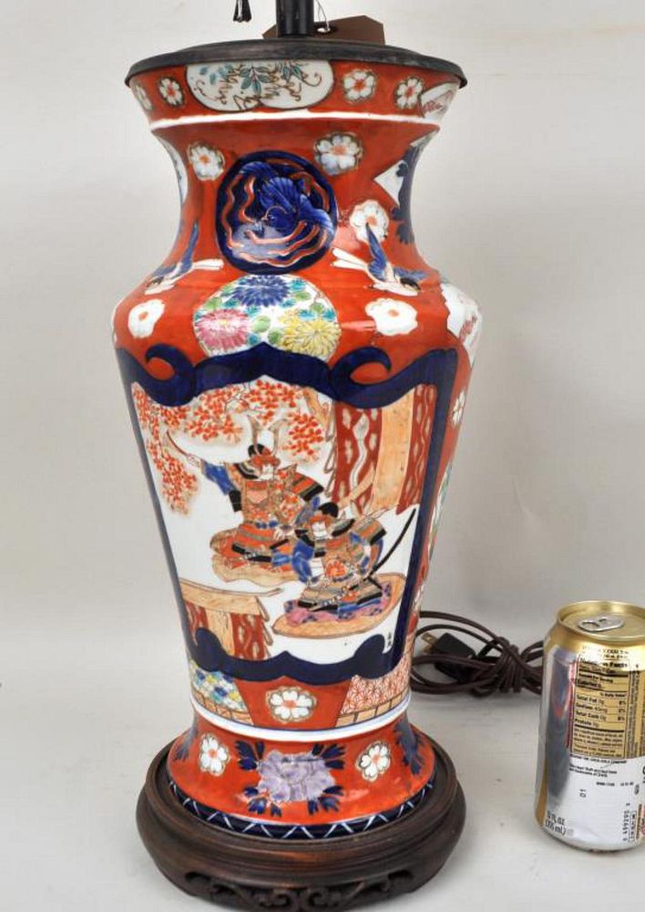 Appraisal: Chinese Imari Porcelain Vase As Lamp high diameter at the