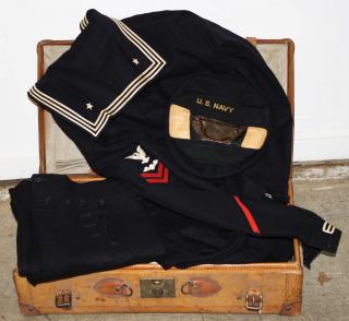 Appraisal: 's US Navy uniform- sailor's jacket pants cap along with