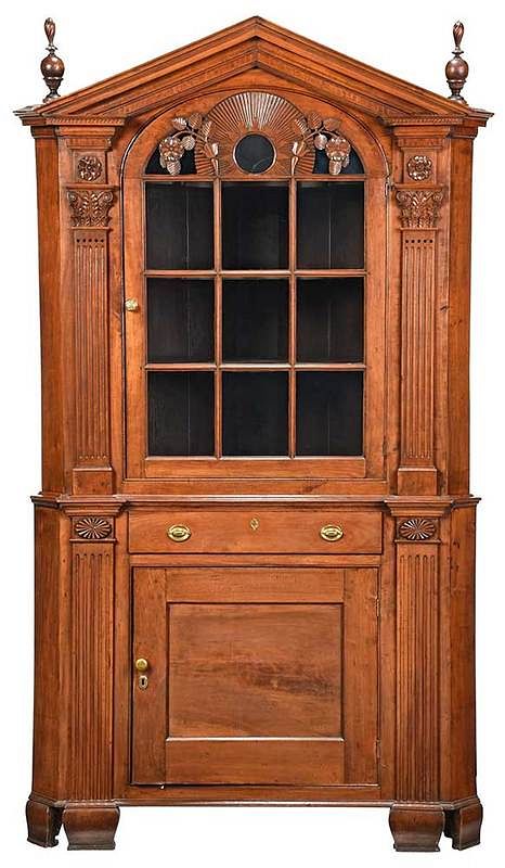 Appraisal: A Rare Maryland Chippendale Corner Cupboard Frederick County - two