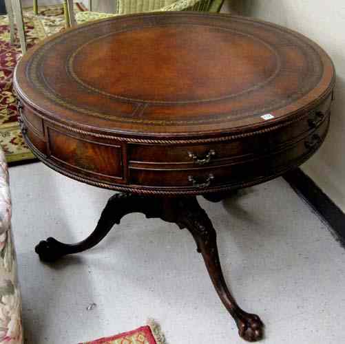 Appraisal: FEDERAL STYLE MAHOGANY DRUM TABLE American mid- th century having